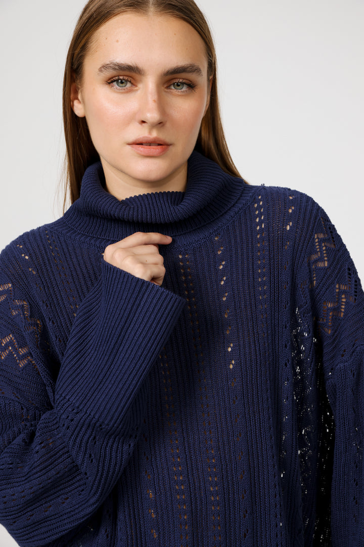 סריג כחול נייבי עם צווארון גולף Still Navy Jumper
