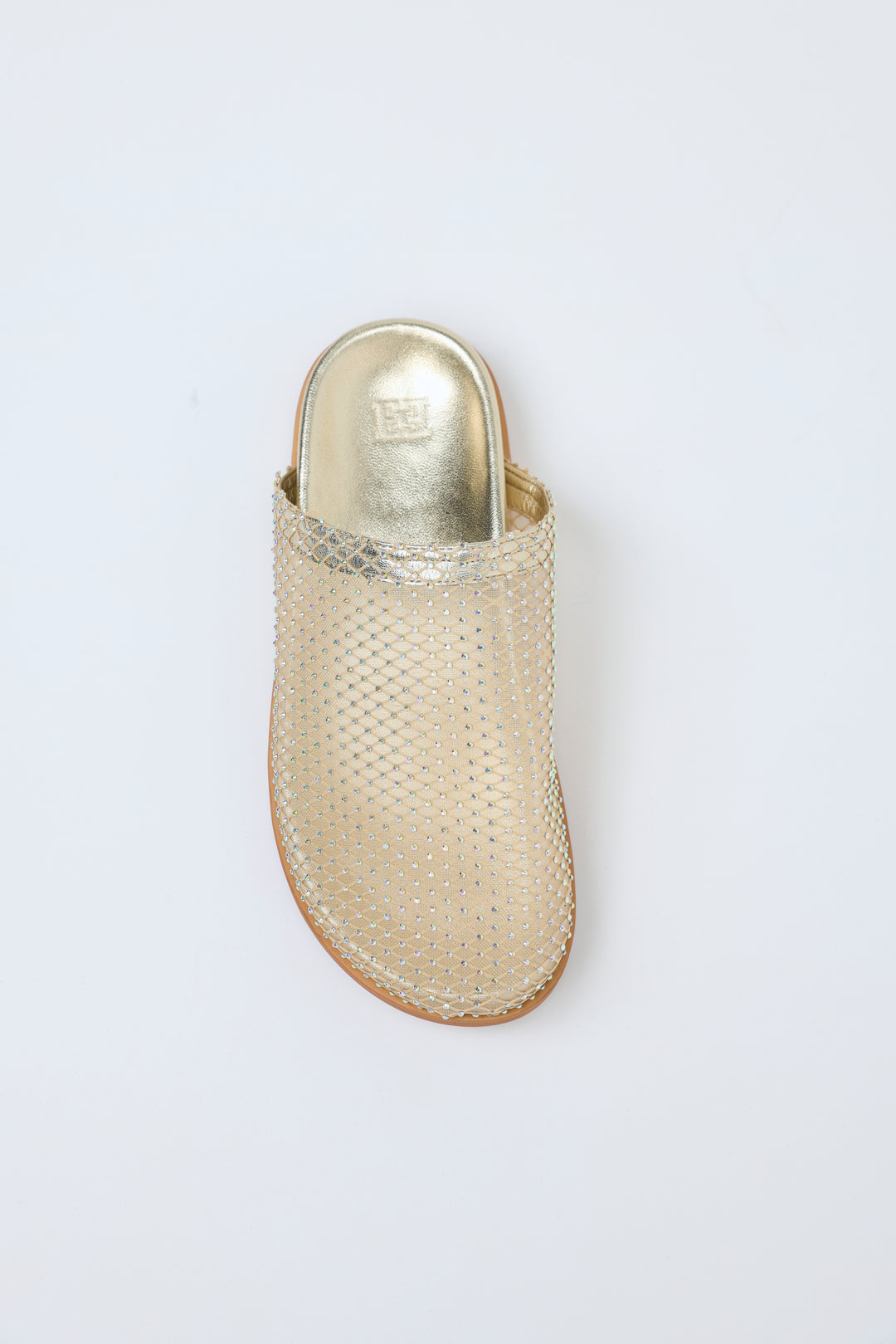 Rhinestone Mesh Gold Slides