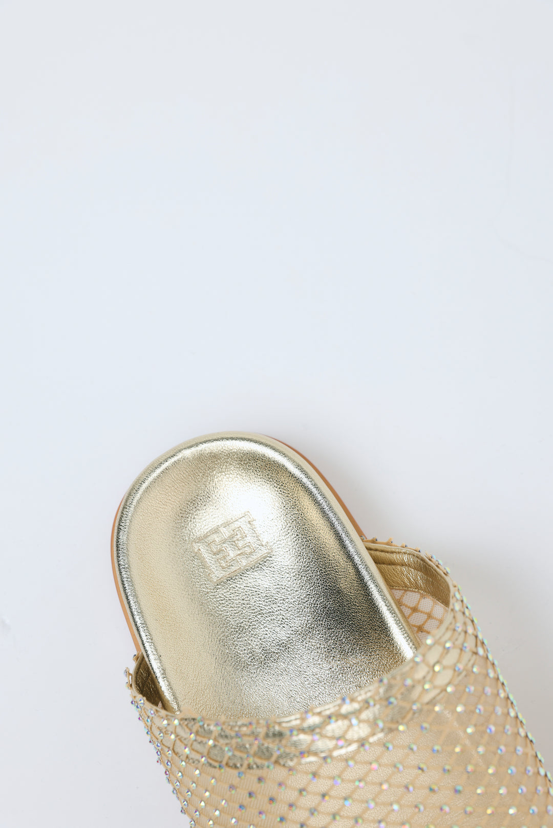Rhinestone Mesh Gold Slides