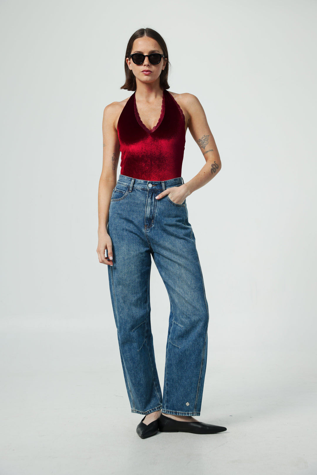 Note Wine Velvet Bodysuit