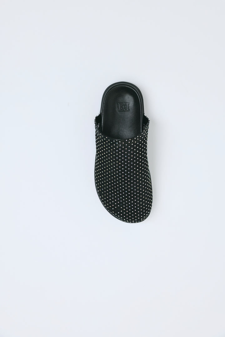 Rhinestone Mesh Black Slides