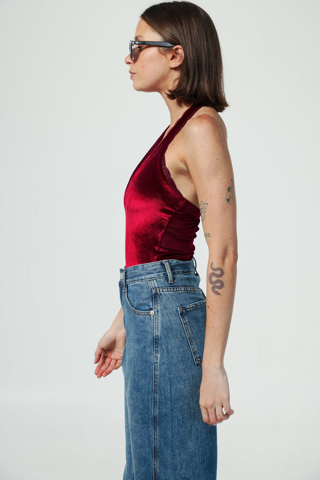 Note Wine Velvet Bodysuit