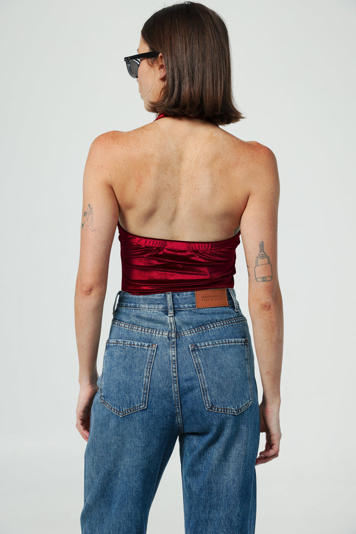 Note Wine Velvet Bodysuit