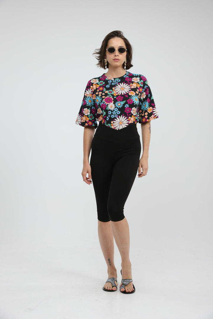 Rock Black Floral T-Shirt