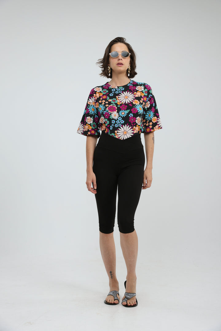 Rock Black Floral T-Shirt