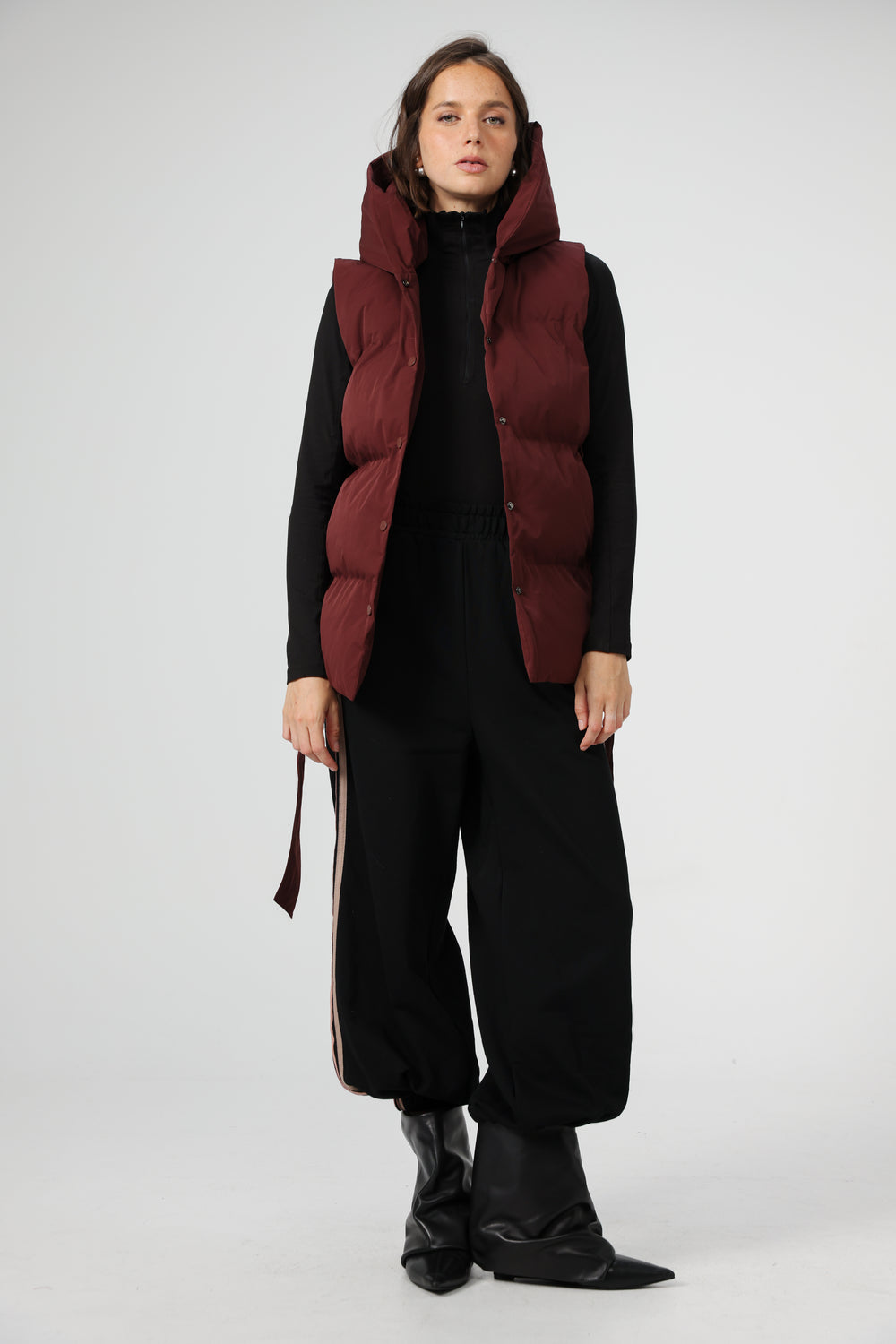 ווסט אדום פתוח Quilted Wine Vest