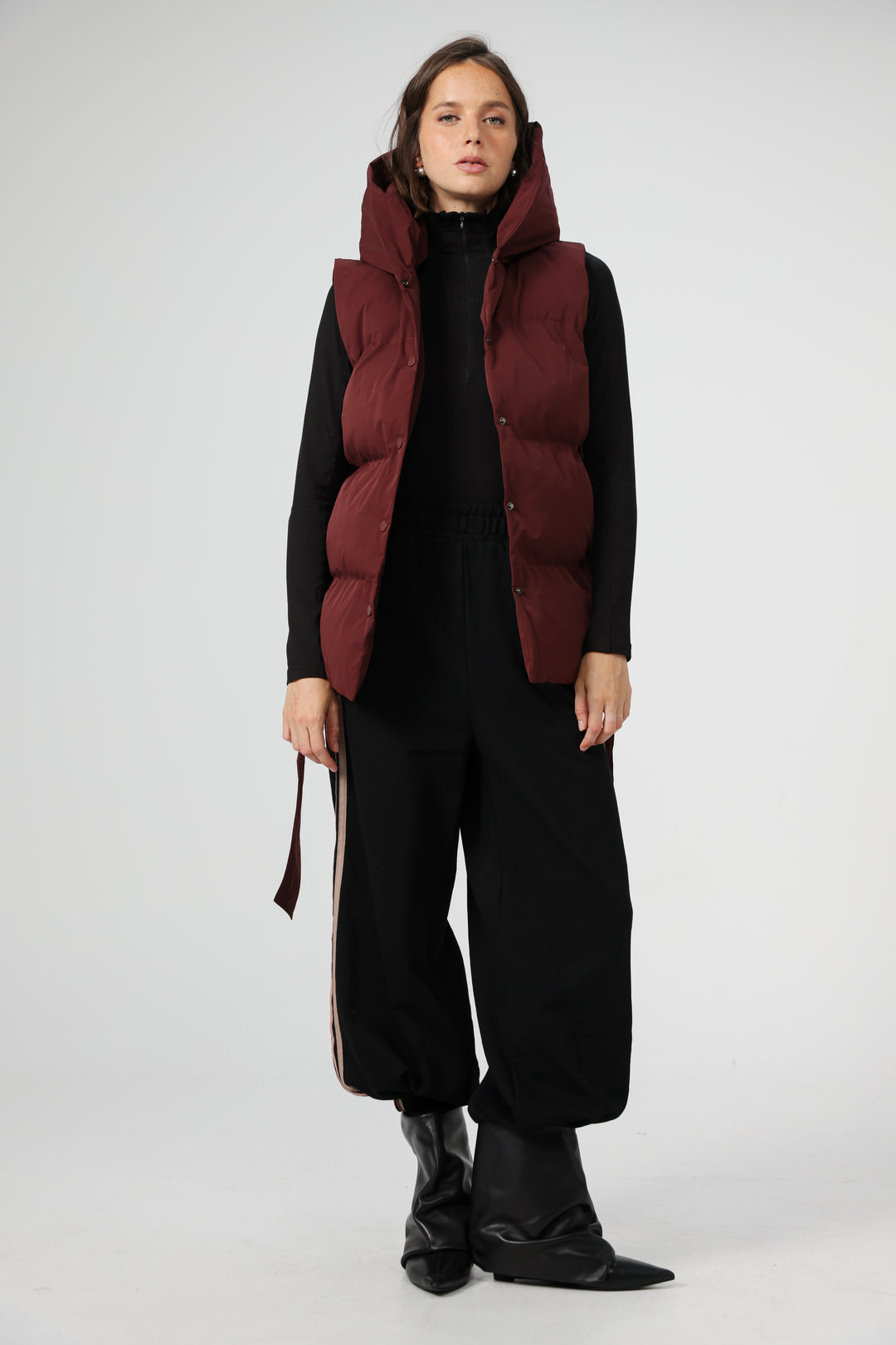 ווסט אדום פתוח Quilted Wine Vest