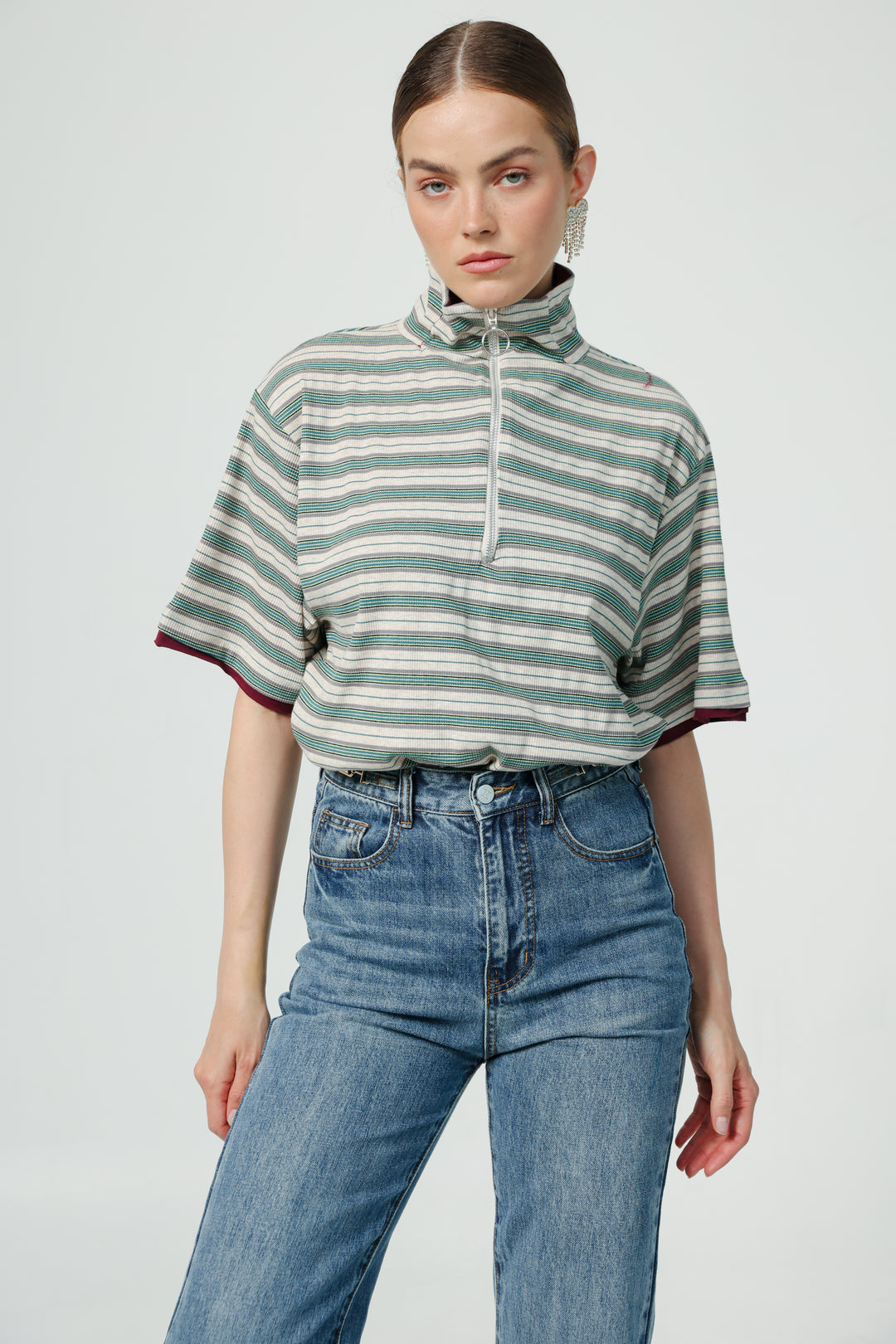 Adamon Green Striped Polo