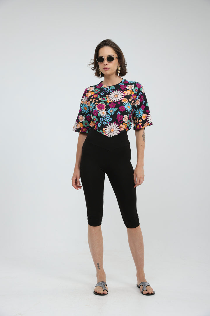 Rock Black Floral T-Shirt