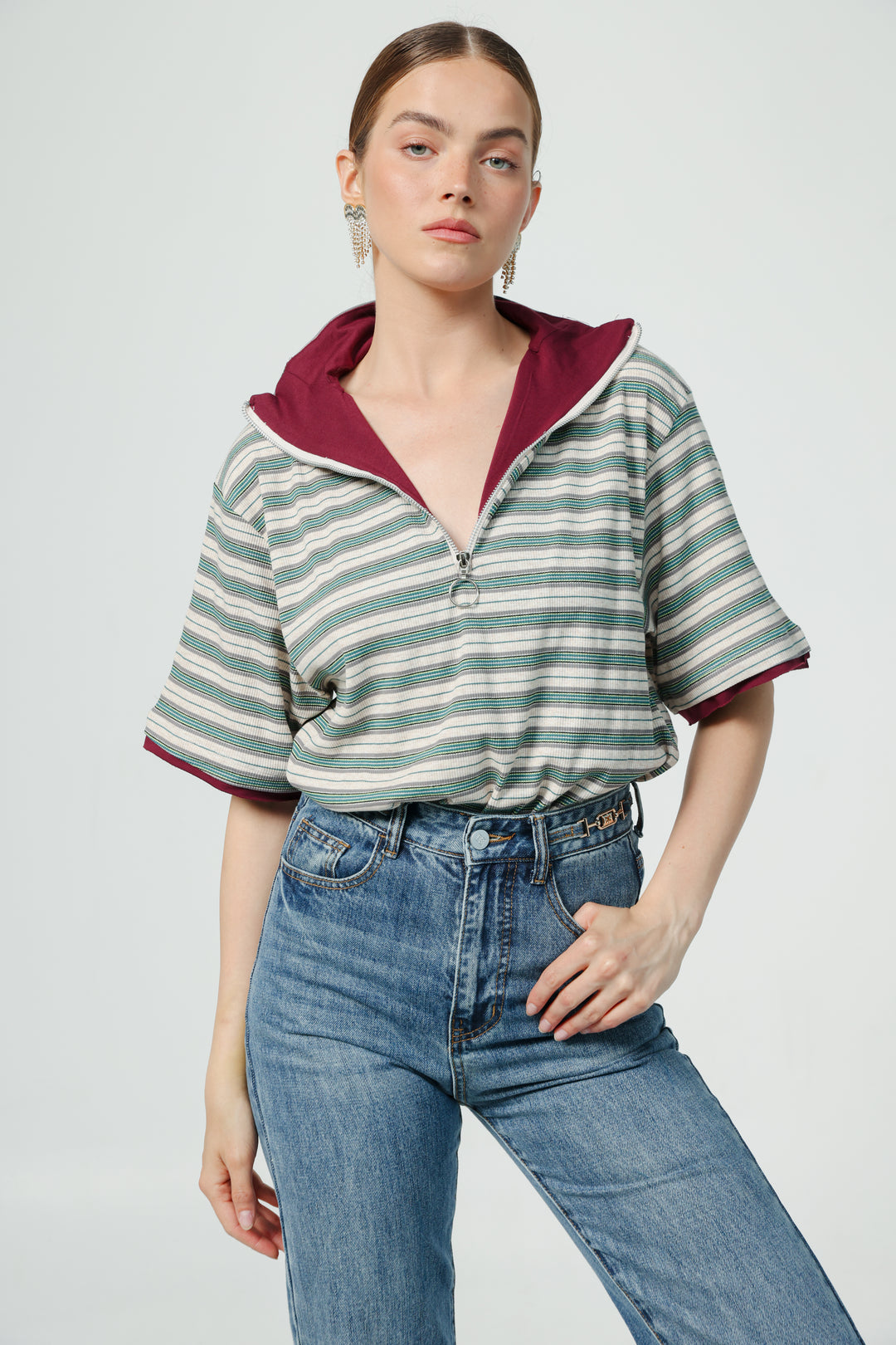 Adamon Green Striped Polo