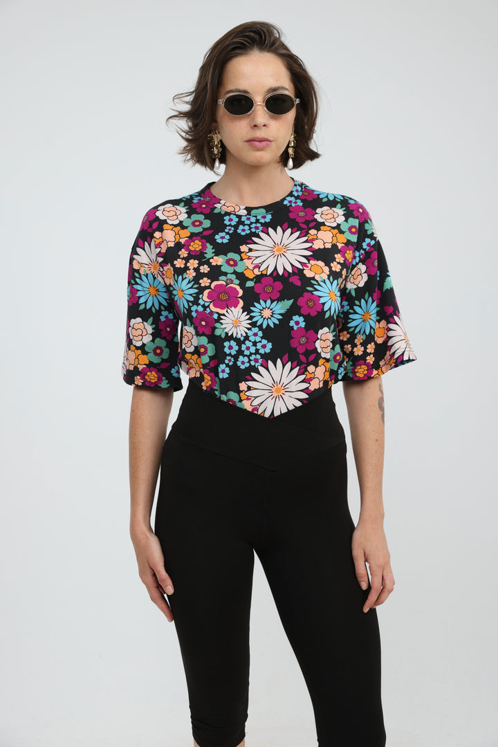 Rock Black Floral T-Shirt