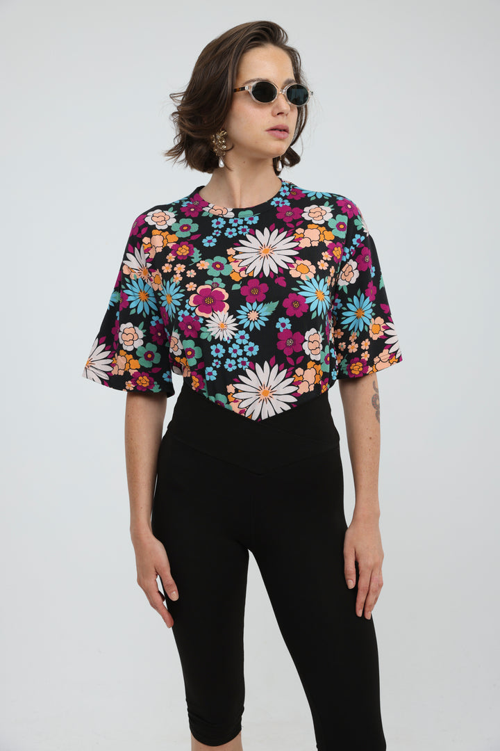 Rock Black Floral T-Shirt