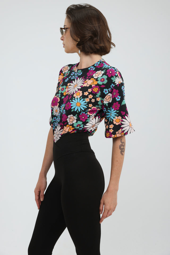 Rock Black Floral T-Shirt