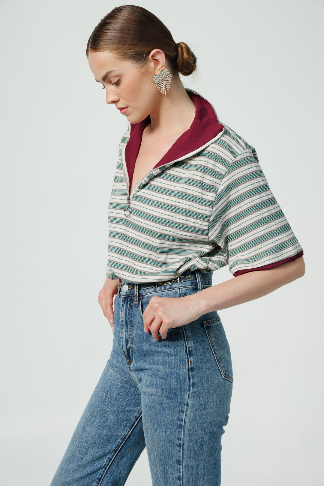 Adamon Green Striped Polo