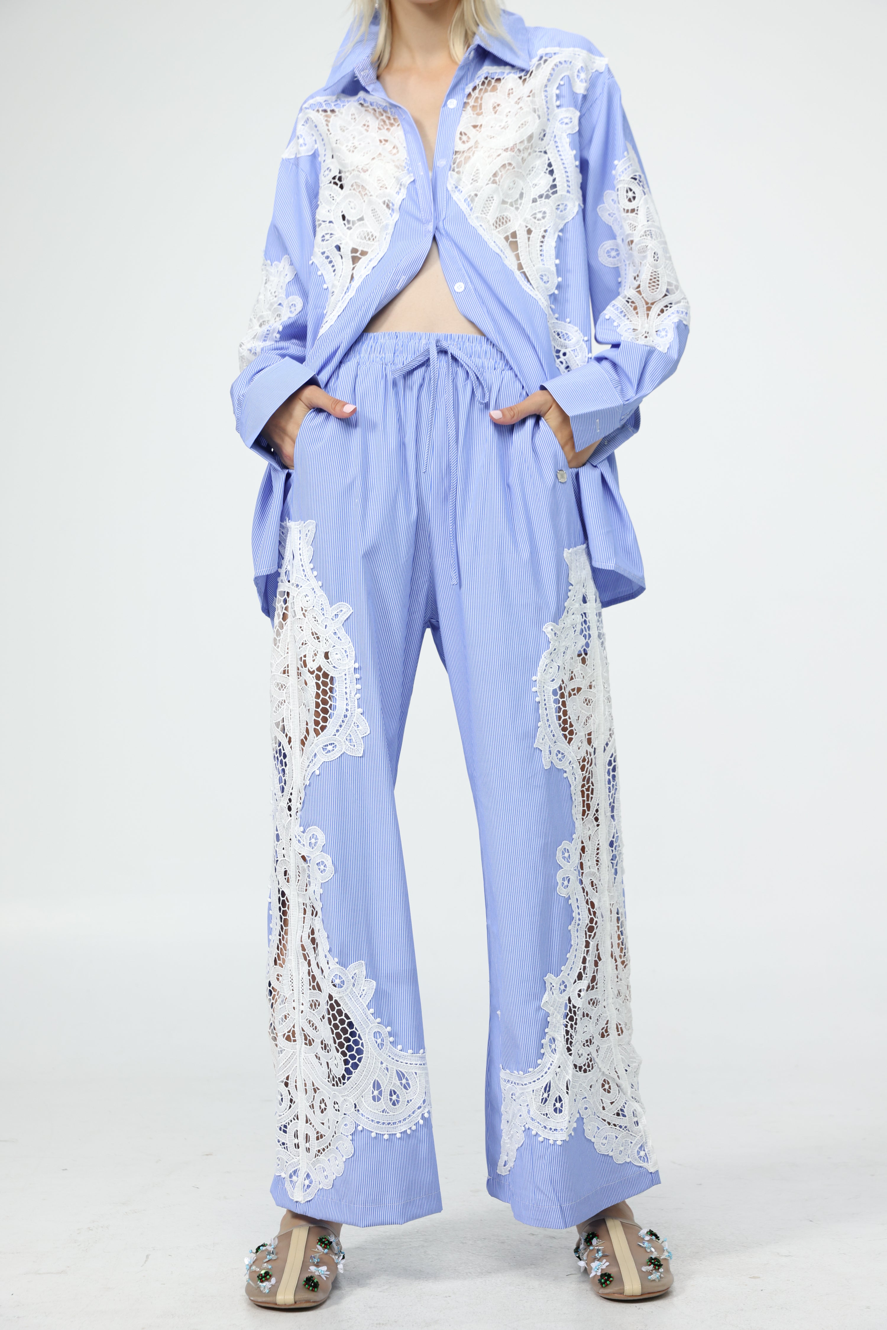 Lace Panel Light Blue Bottoms – SEESTARZ