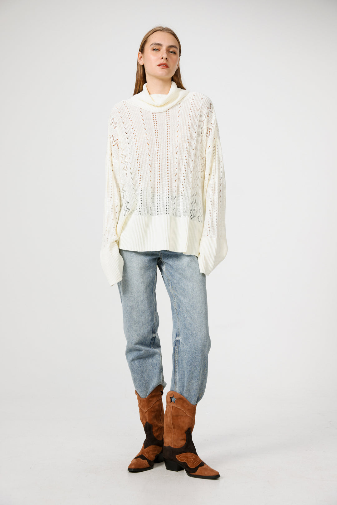 סריג שמנת עם שרוולים רחבים Still Cream Jumper