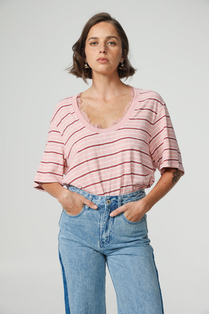 Smile Pink Striped T-Shirt