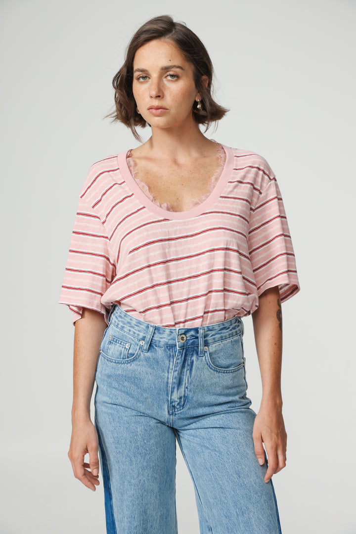 Smile Pink Striped T-Shirt