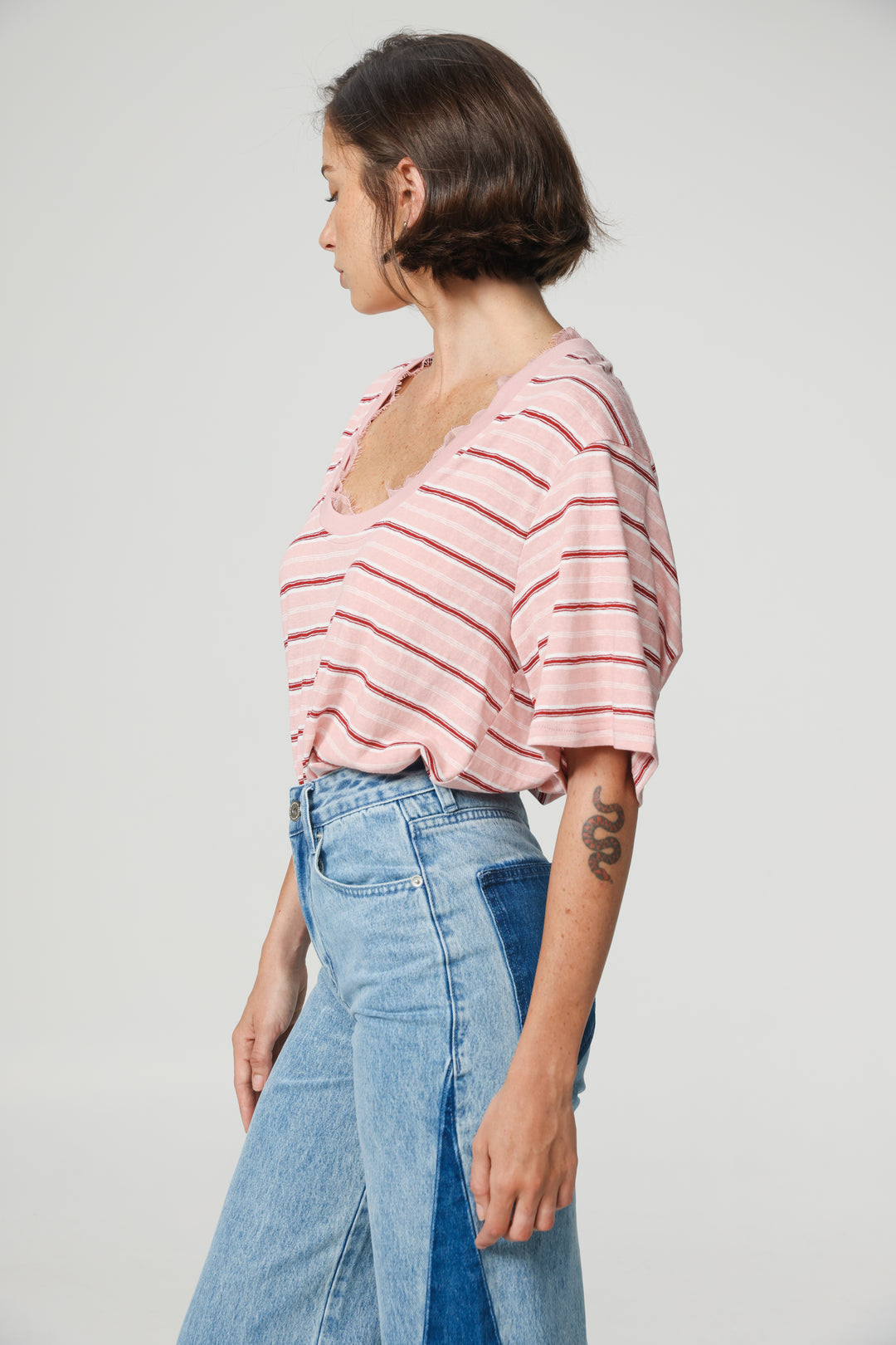 Smile Pink Striped T-Shirt