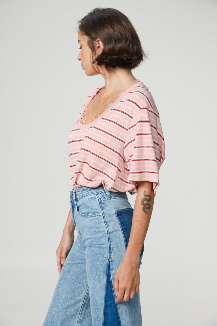 Smile Pink Striped T-Shirt