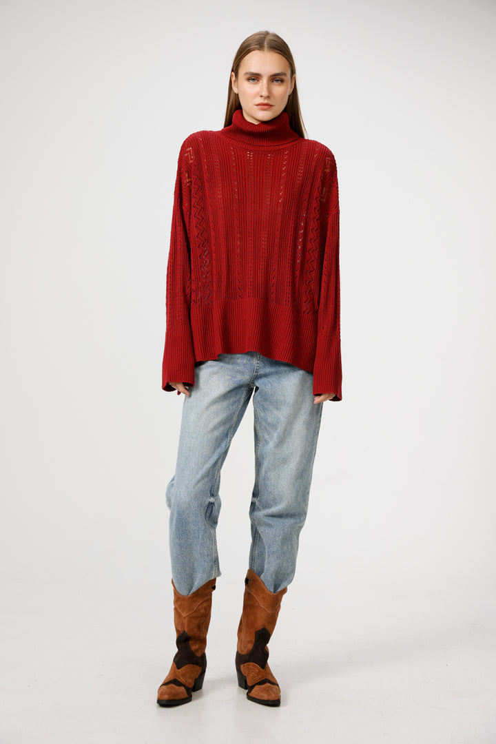 Still Wine Jumper סוודר סריג אדום