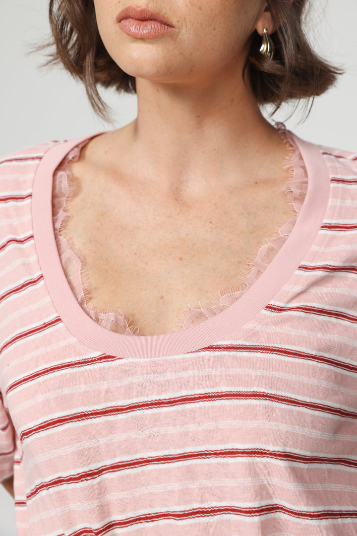 Smile Pink Striped T-Shirt