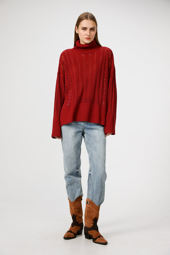סריג אדום נשים Still Wine Jumper