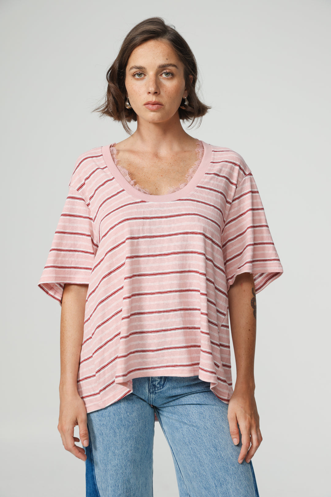 Smile Pink Striped T-Shirt