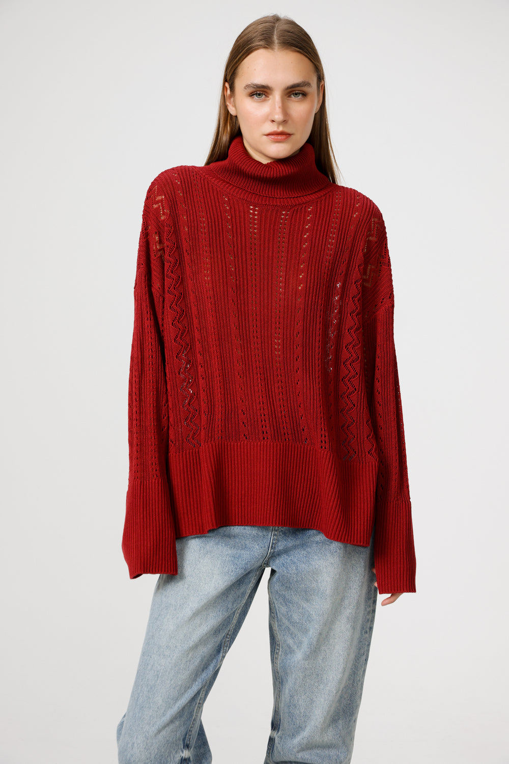 סריג בצבע אדום לנשים Still Wine Jumper
