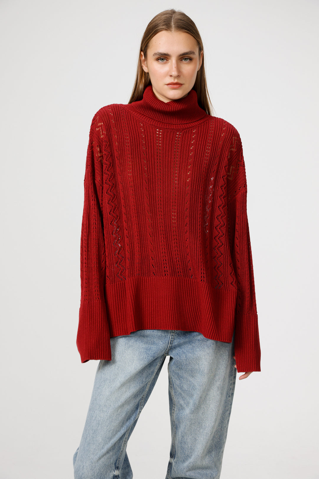 סריג בצבע אדום לנשים Still Wine Jumper