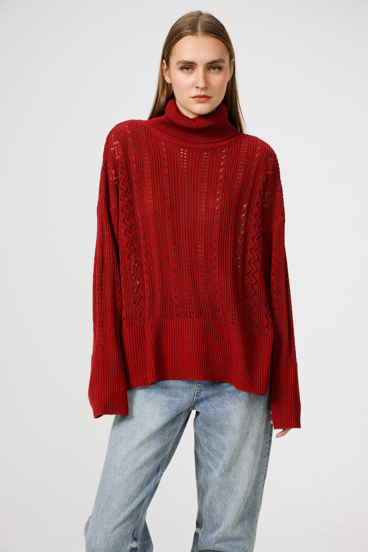 סריג בצבע אדום לנשים Still Wine Jumper