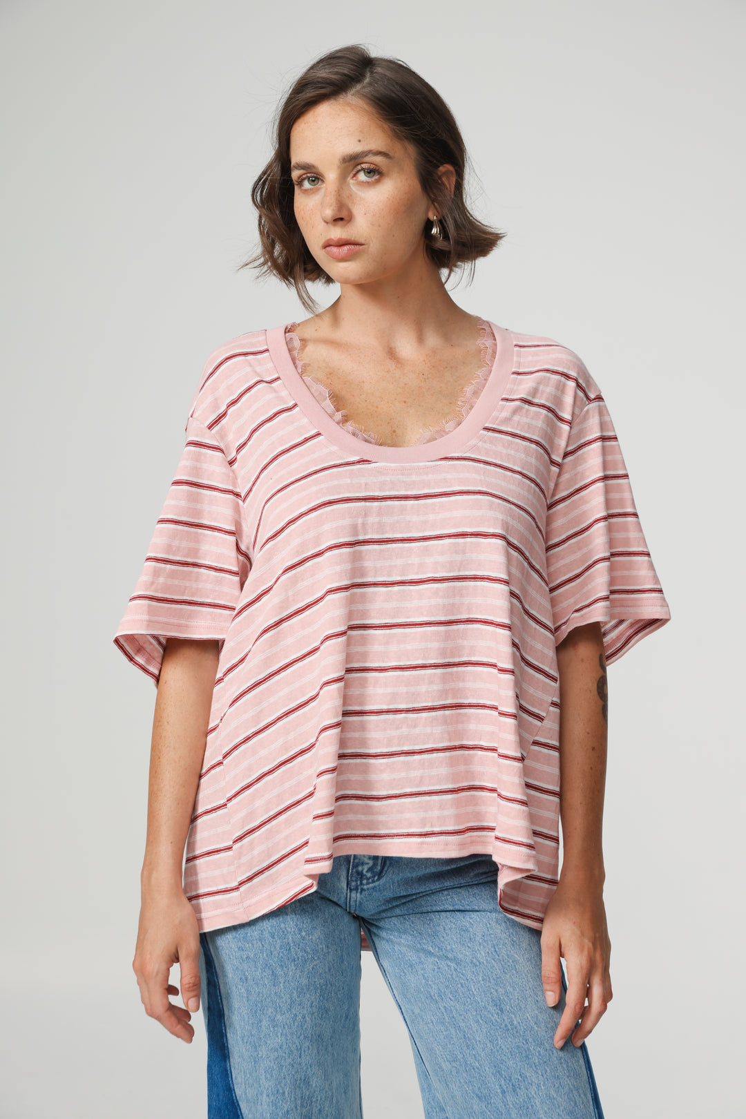 Smile Pink Striped T-Shirt
