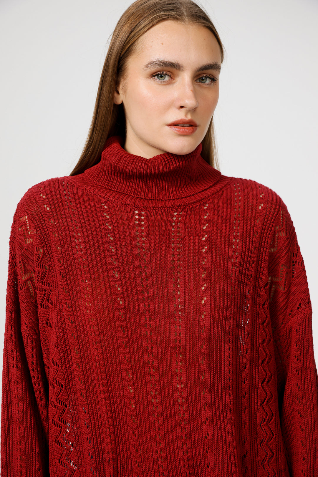 סריג אוורירי בצבע אדום Still Wine Jumper