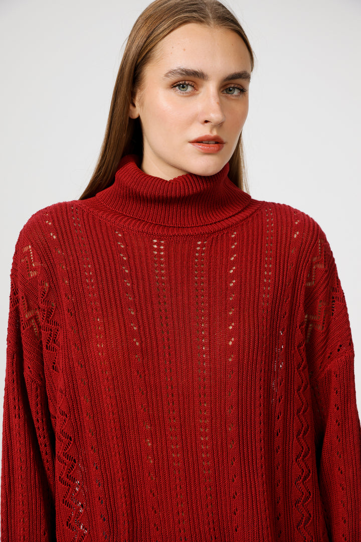 סריג אוורירי בצבע אדום Still Wine Jumper