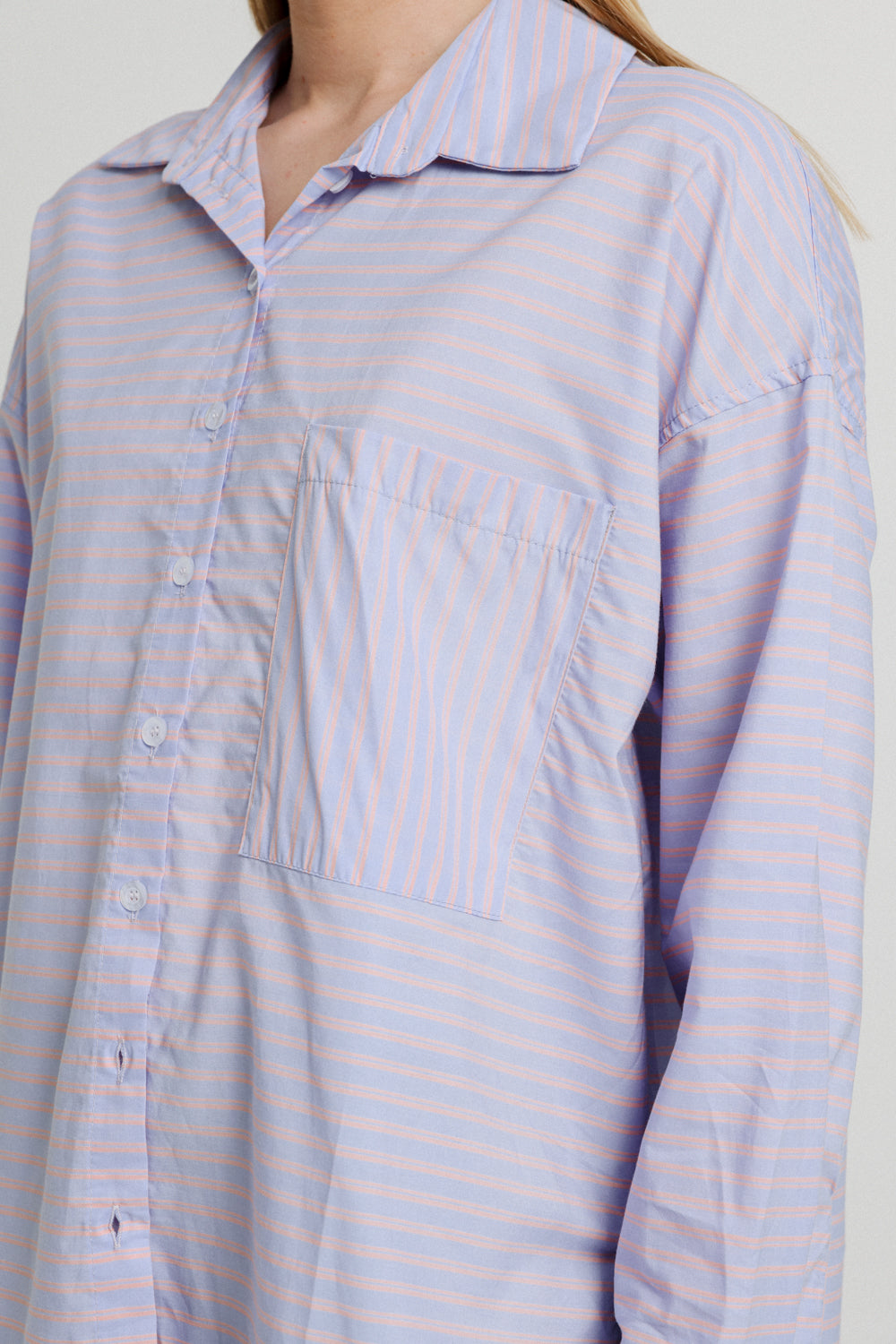 True Light Blue Stripes Buttoned Shirt