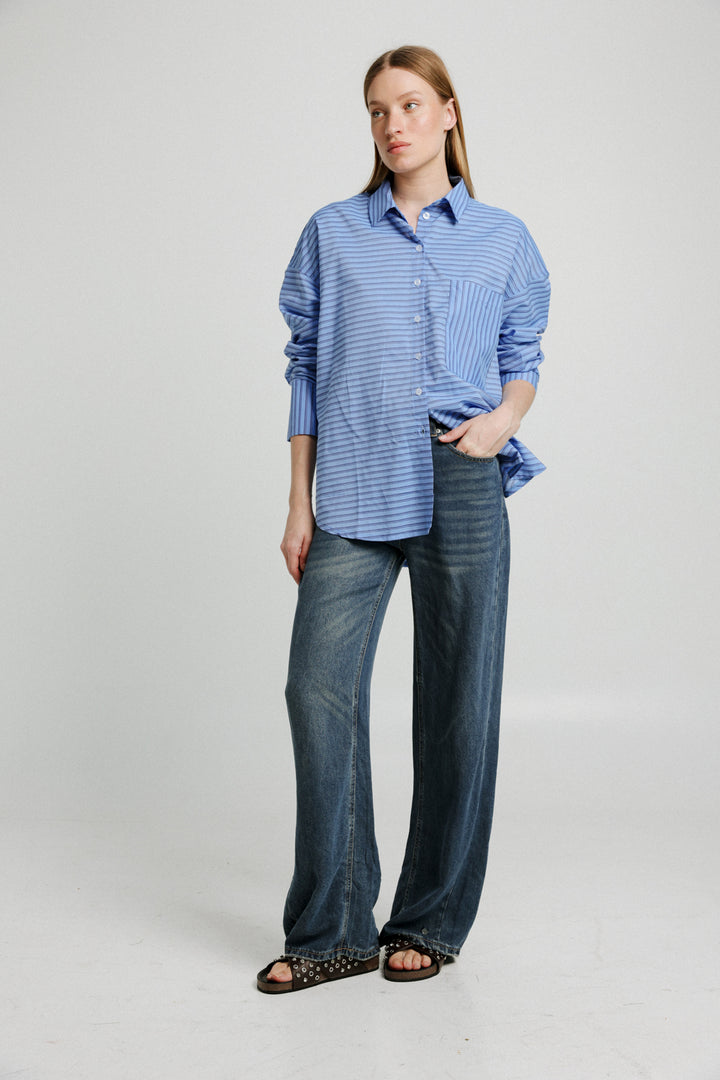 True Blue Stripes Buttoned Shirt