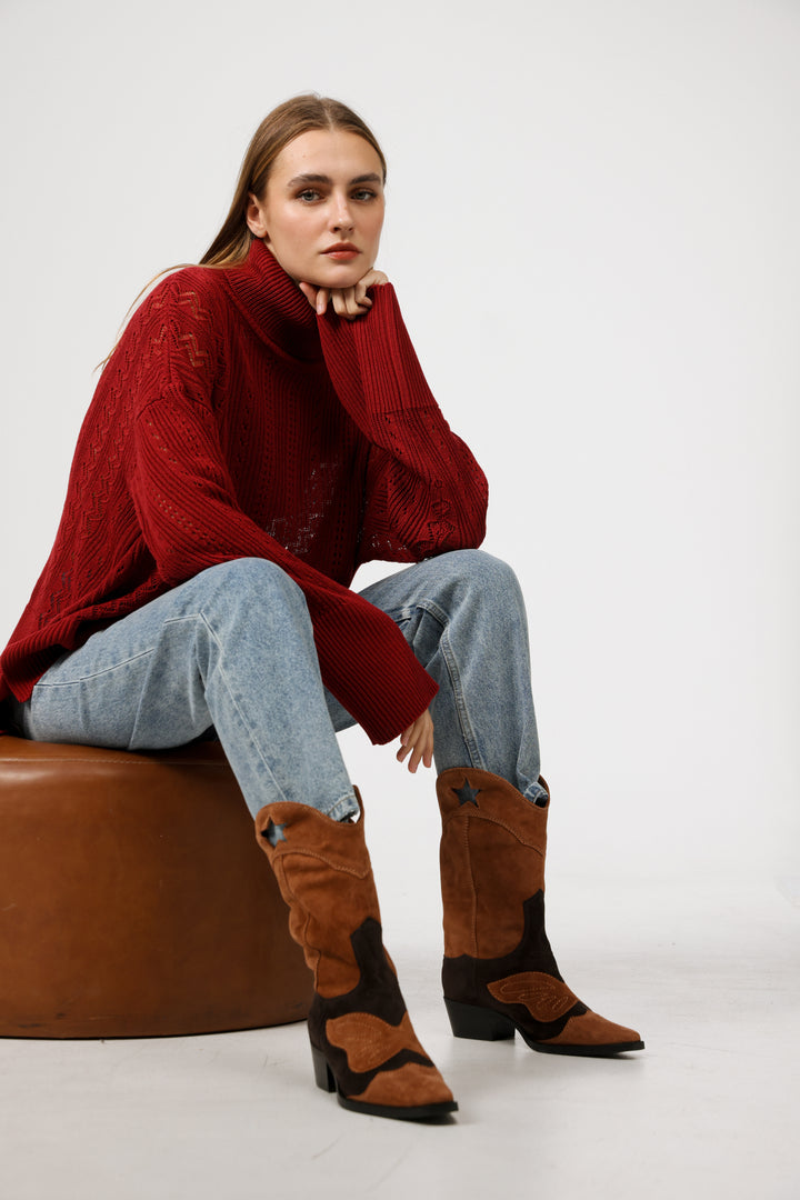 Western Brown Boots מגפיים חומות לנשים