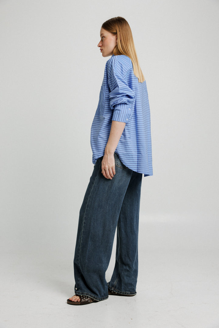 True Blue Stripes Buttoned Shirt