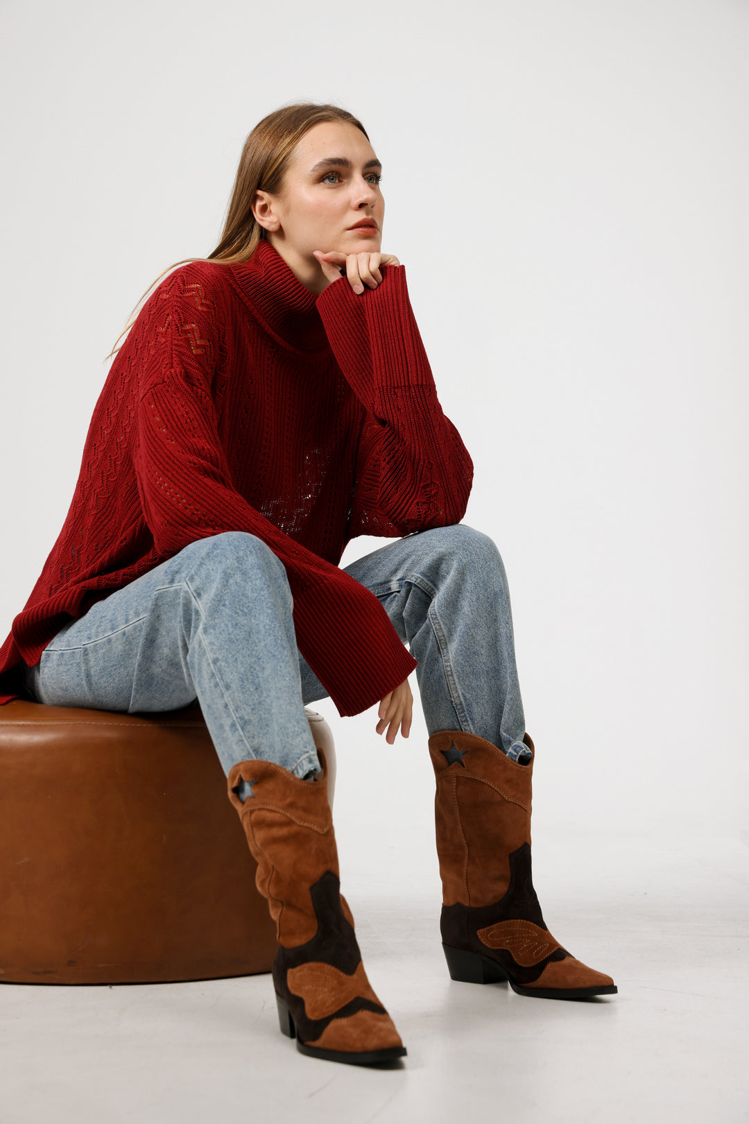 מגפיים גבוהות בצבע חום לאישה Western Brown Boots