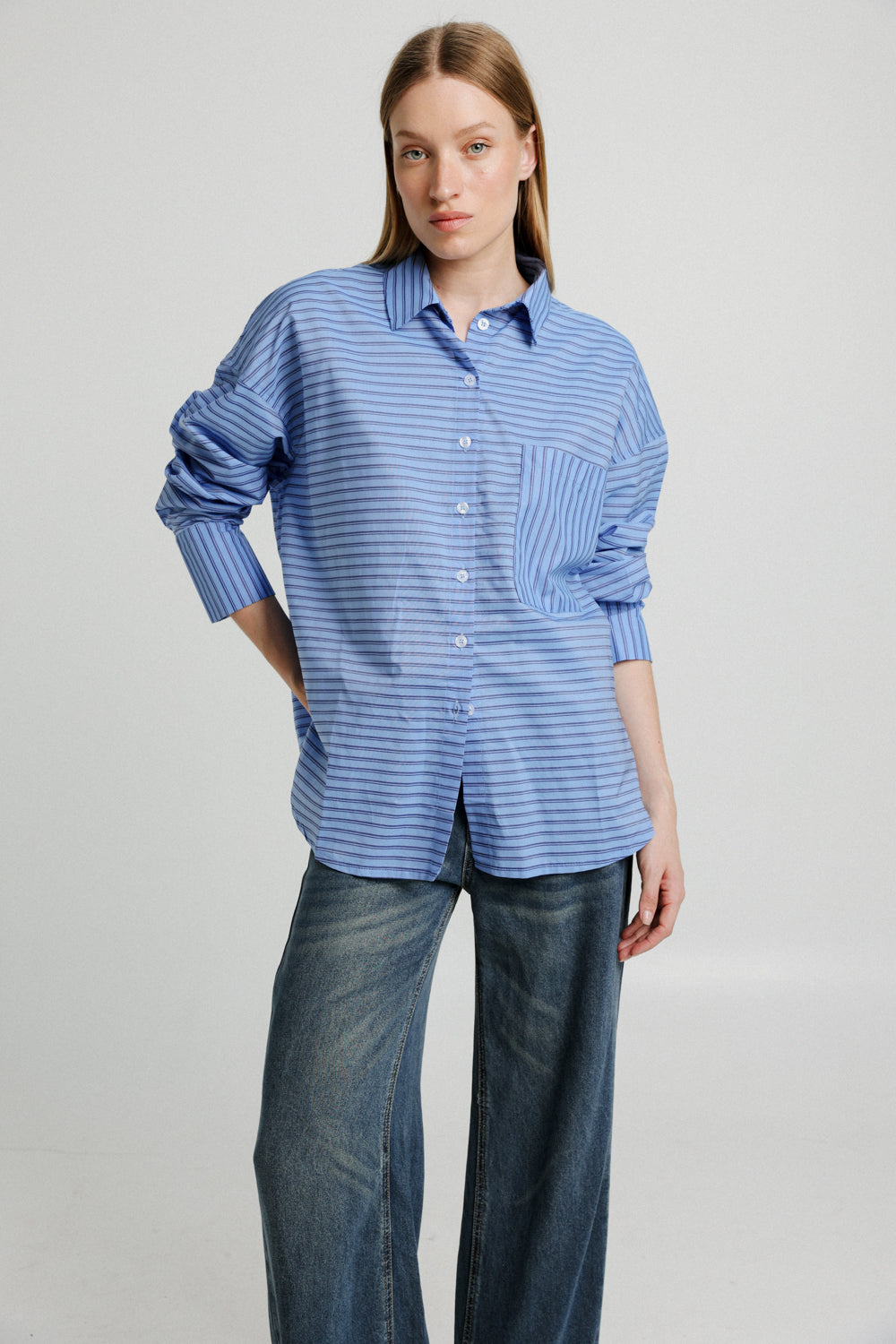 True Blue Stripes Buttoned Shirt