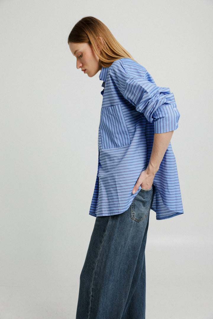 True Blue Stripes Buttoned Shirt