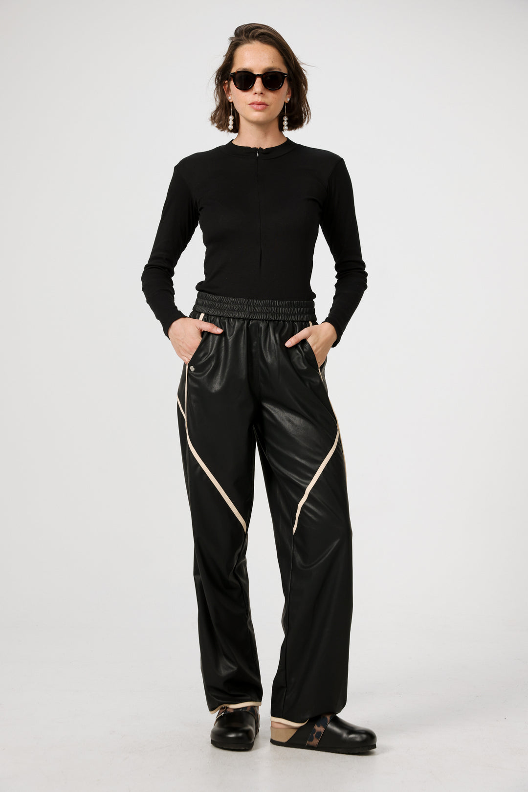 Faux Leather Black Bottoms