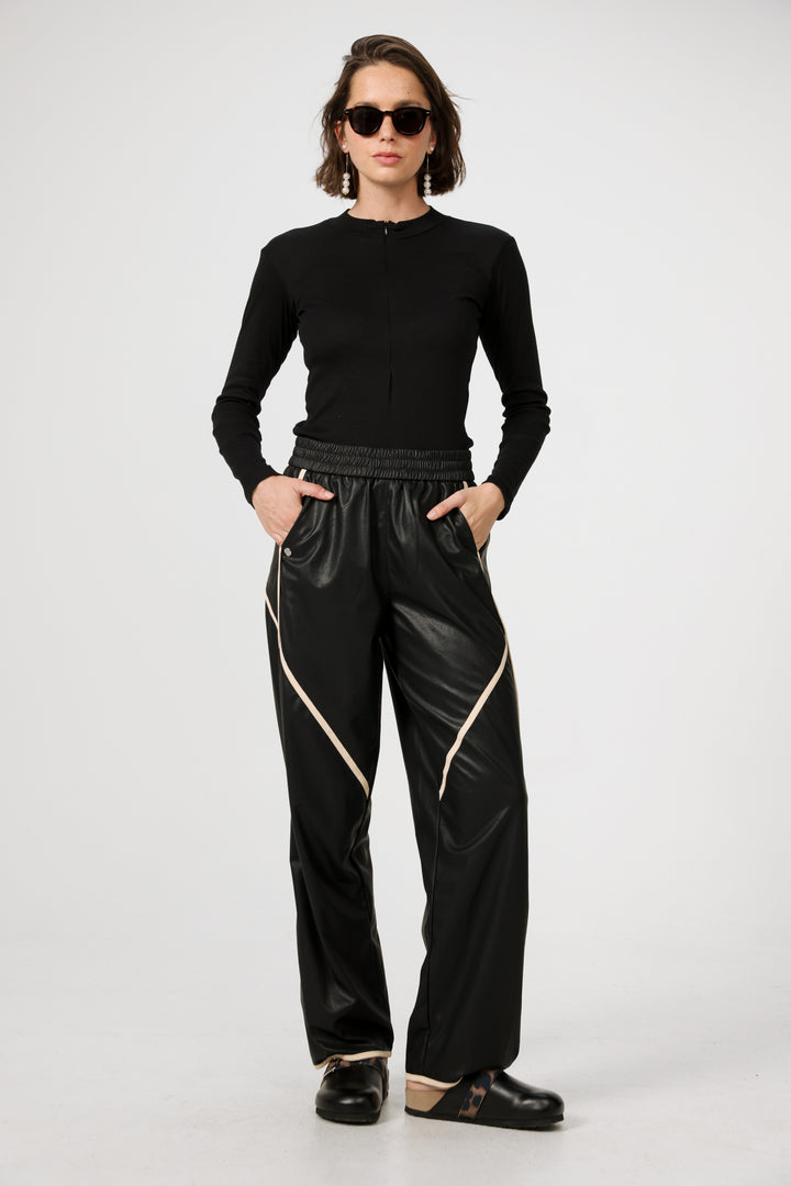 Faux Leather Black Bottoms