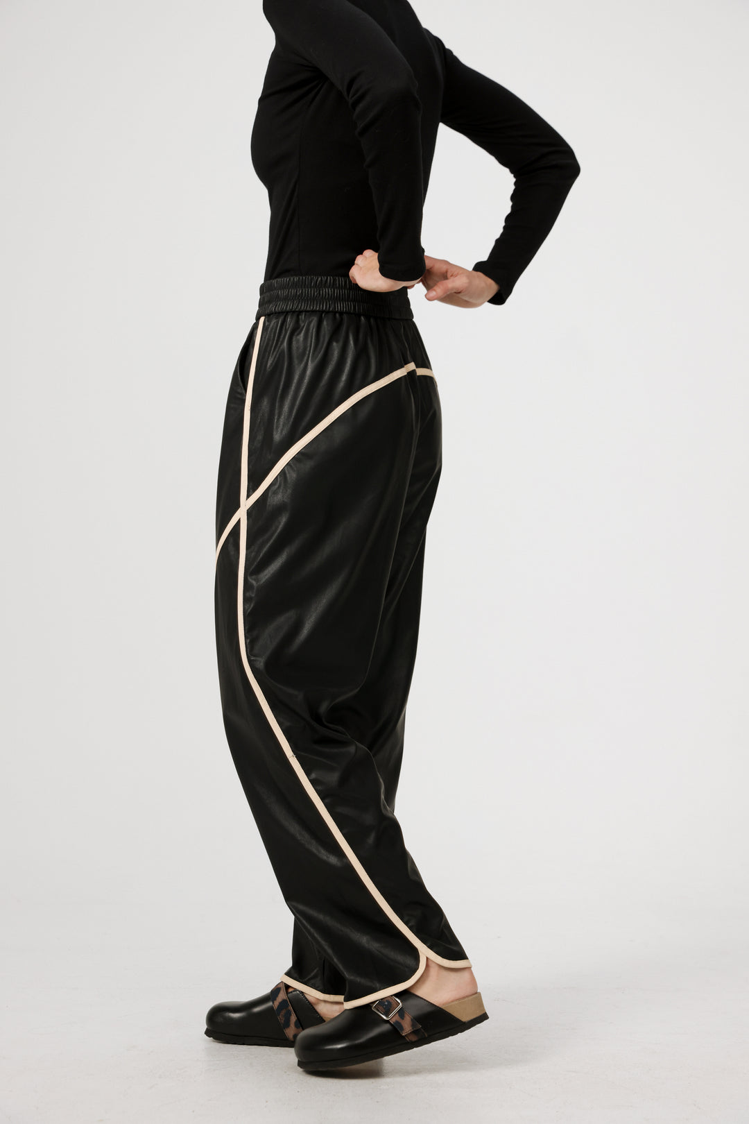 Faux Leather Black Bottoms
