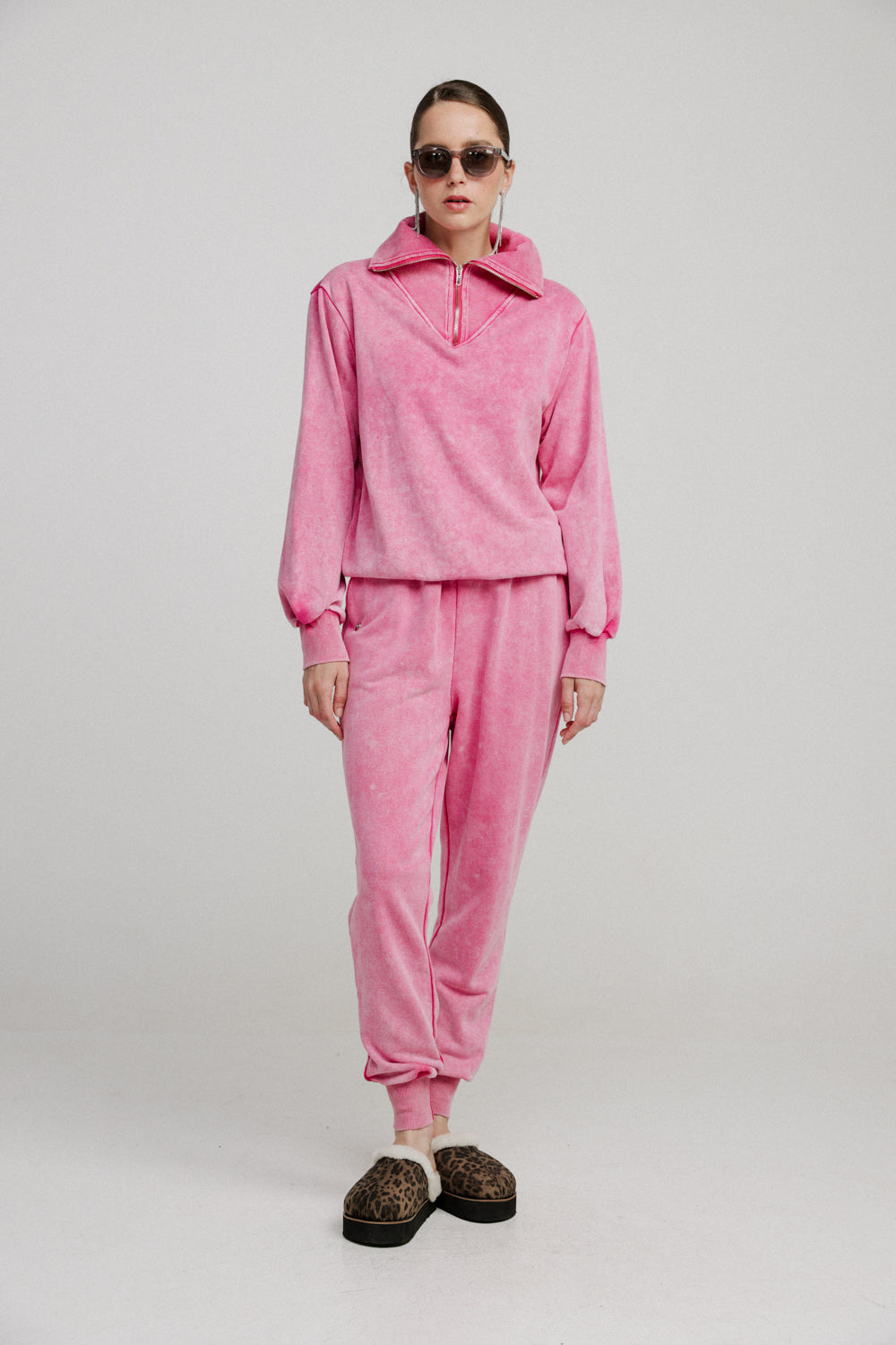 Asa Pink Zippered Sweatshirt