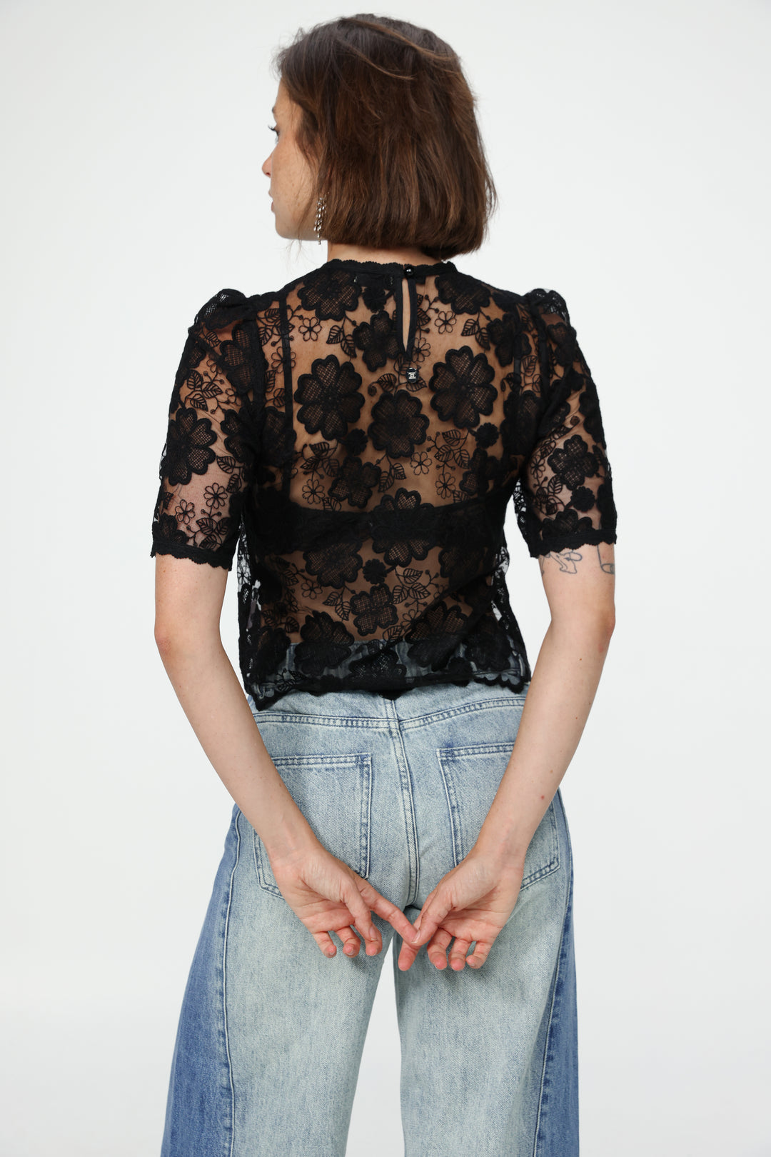 Floral Lace Black T-Shirt