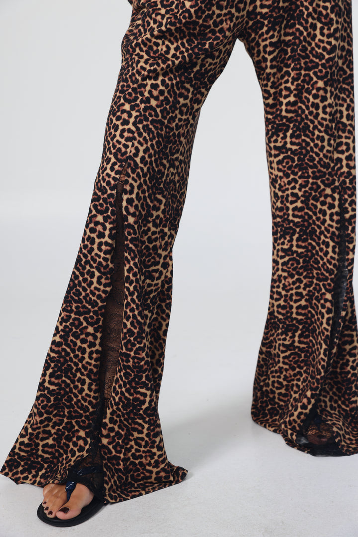 Lace Leopard Wide Leg Bottoms
