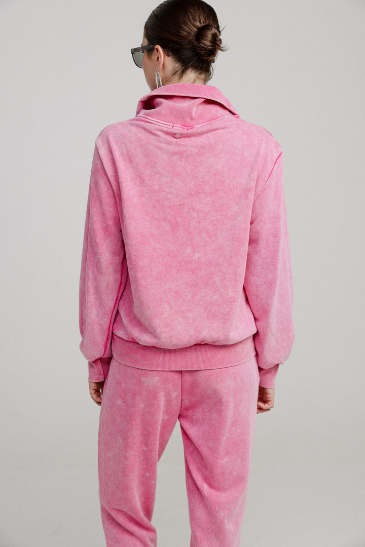 Asa Pink Zippered Sweatshirt