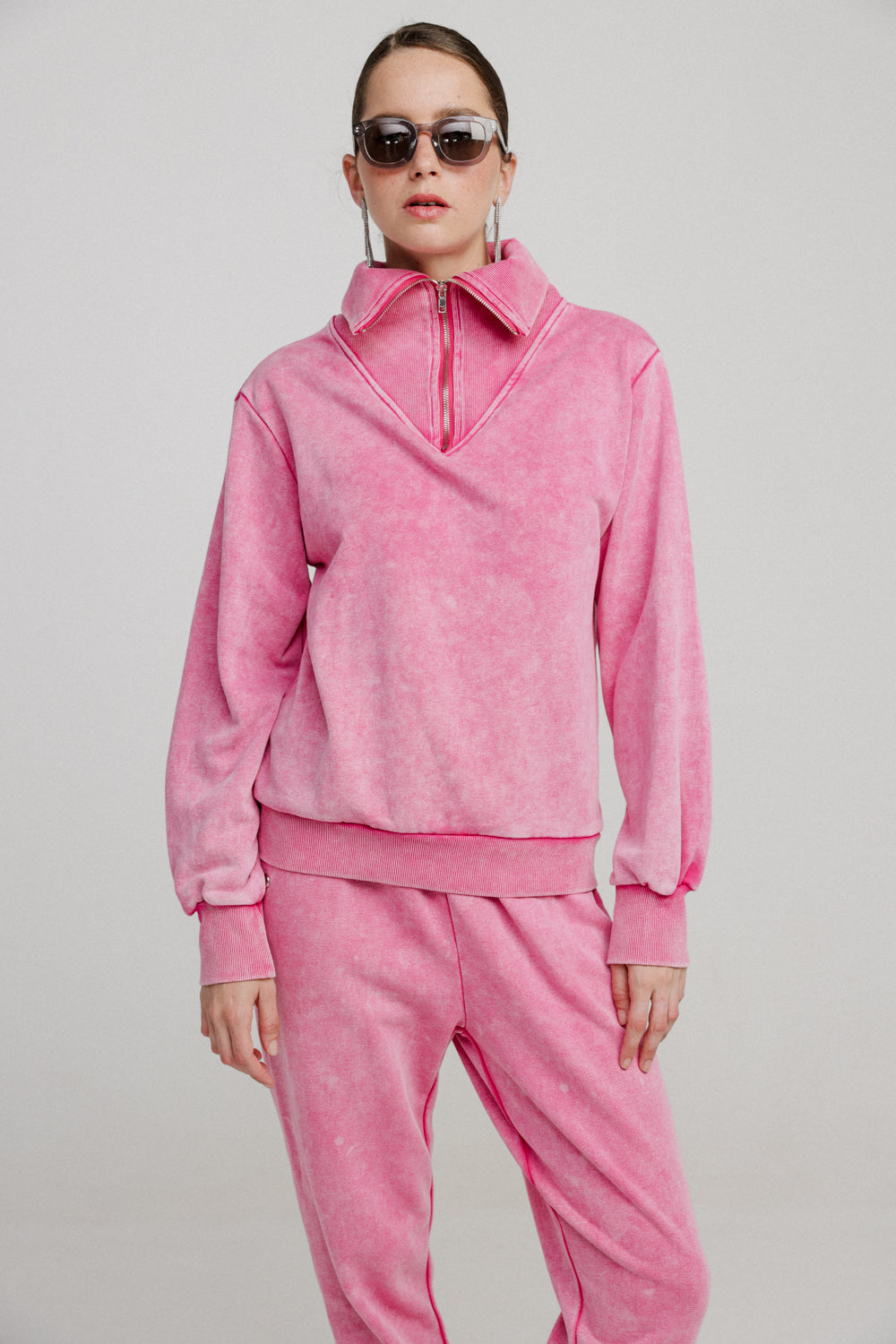 Asa Pink Zippered Sweatshirt