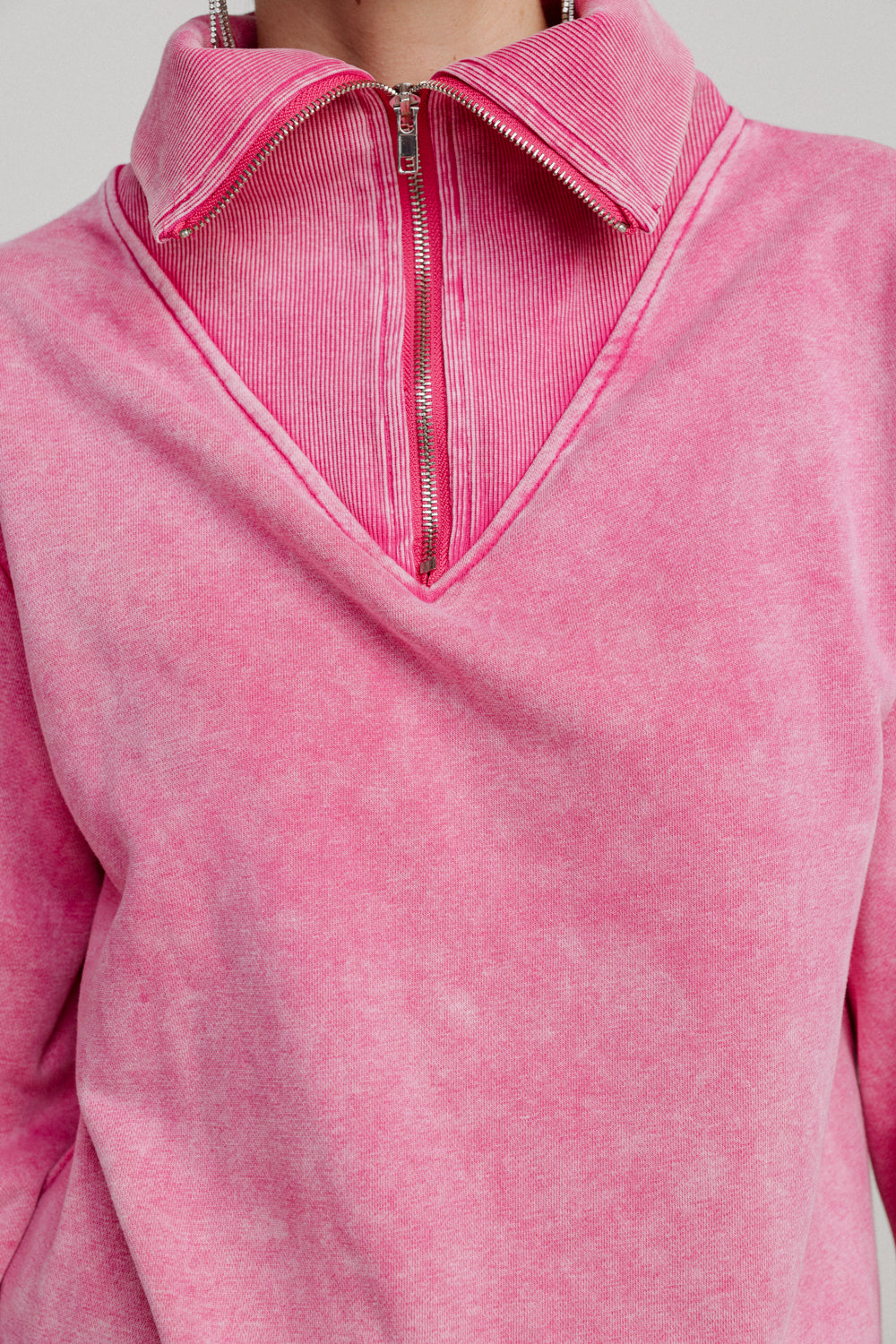 Asa Pink Zippered Sweatshirt